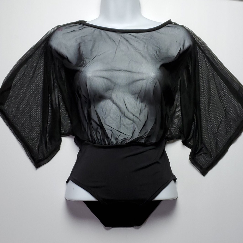 Boohoo Night Oversized Batwing Mesh Bodysuit- US 2